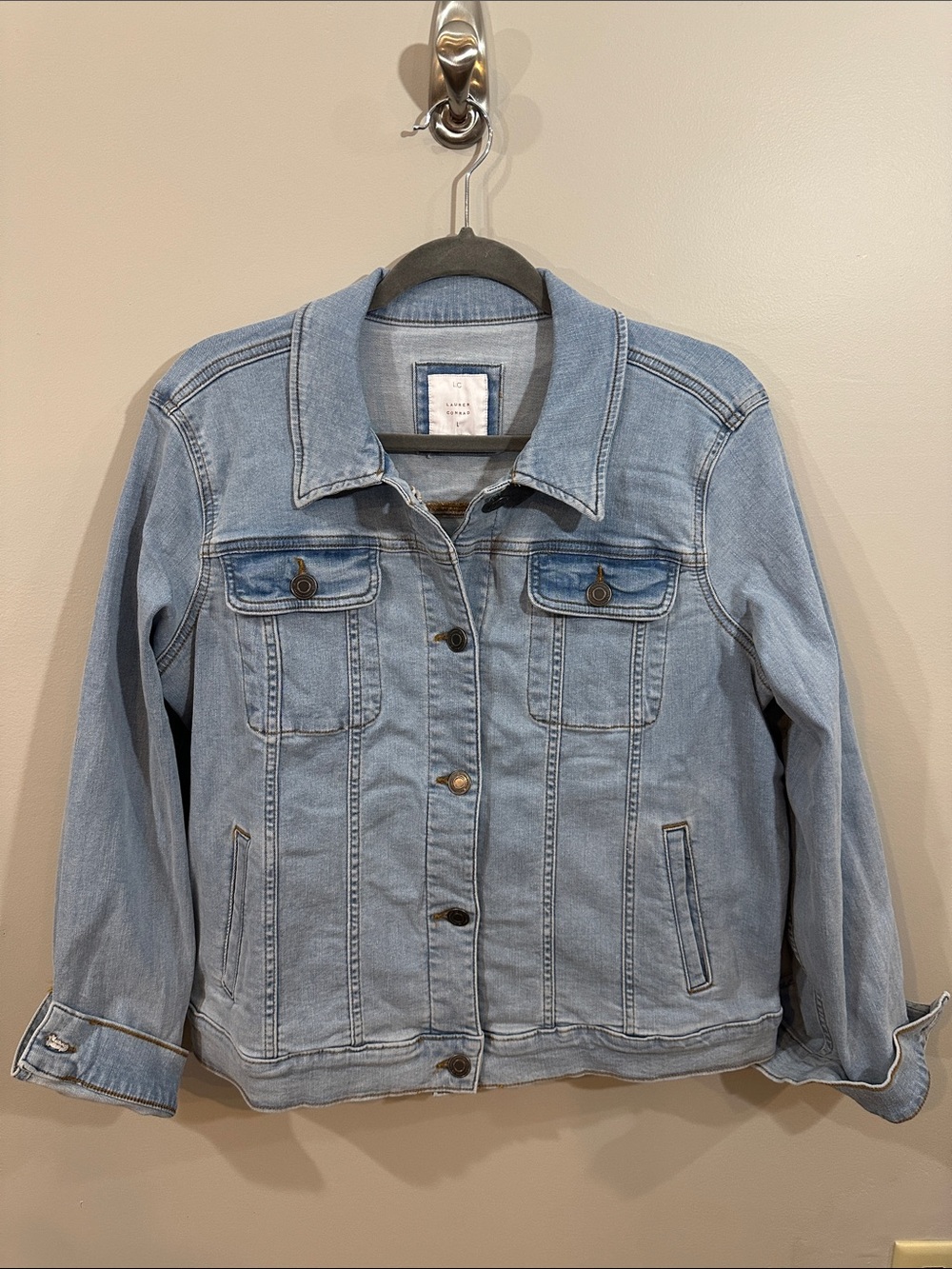 LC Lauren Conrad Light Blue Denim Jacket for Women, Size L